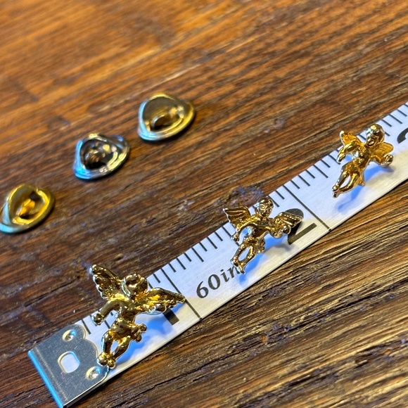 3 Gold Tone Cherub Angel Lapel Pins - Picture 6 of 10